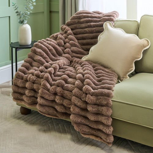 Ohs jumbo ribbed throw faux - ohs,