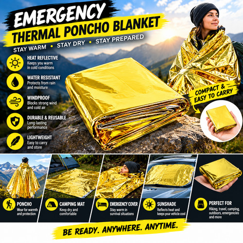 12pack emergency blanket foil - emergency,
