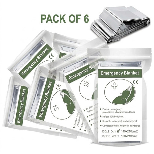 Pack emergency mylar thermal - 6-pack,
